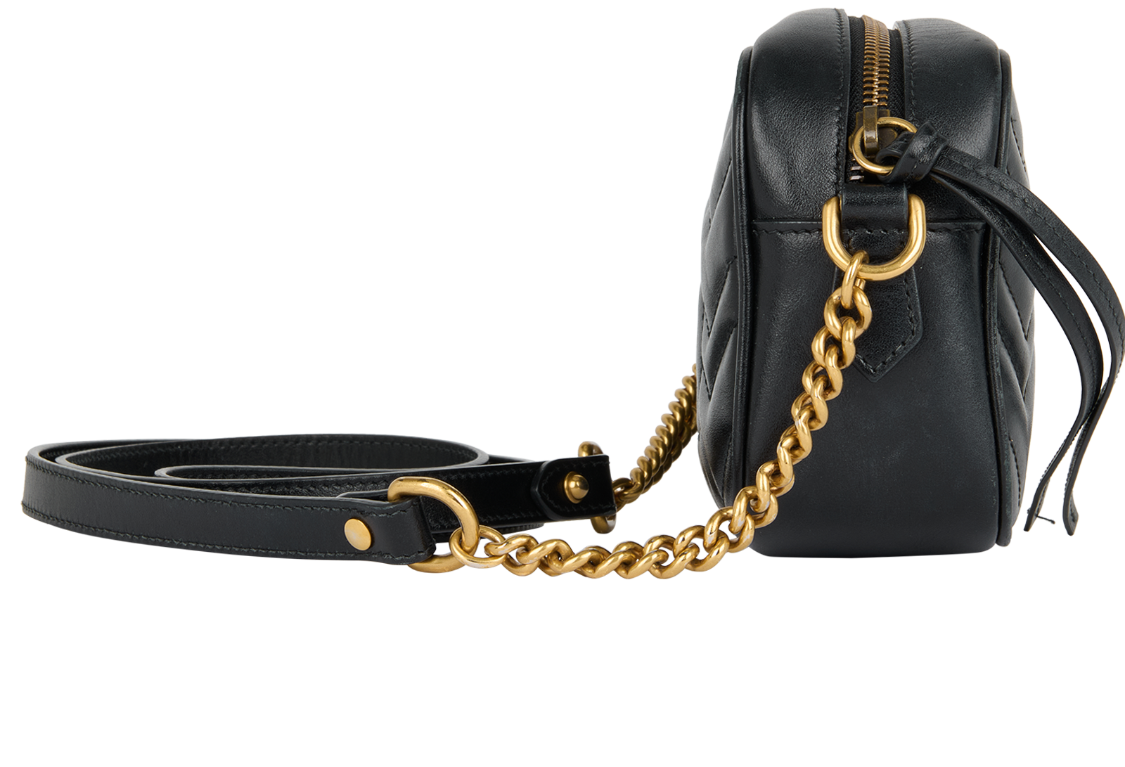 GG Marmont Mini Shoulder Bag, &pound;550, Handbags, Black, Leather, Side view